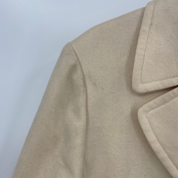 NEIMAN MARCUS 100% Pure Wool Cream Double Breasted Long Line Trench Coat L / XL - Picture 9 of 9